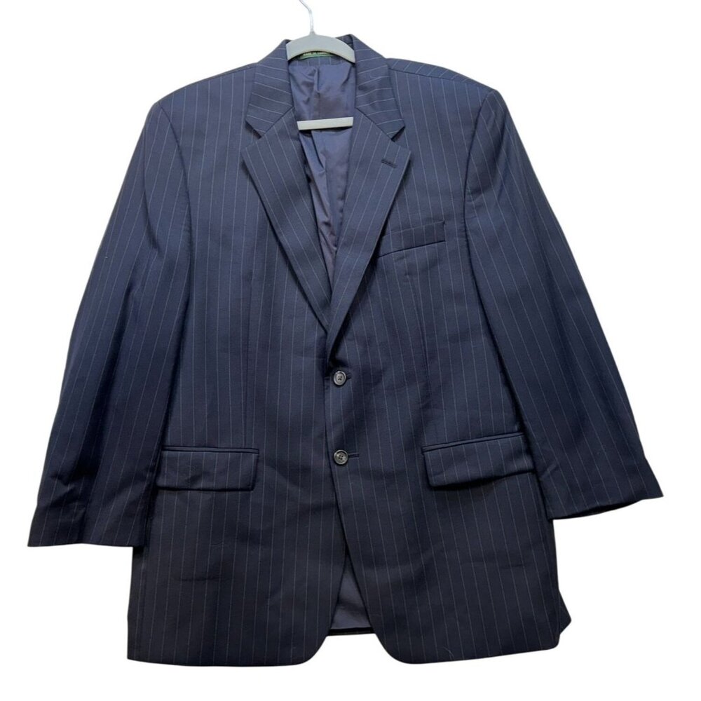 Lauren Ralph Lauren Mens Wool Pinstripe Blazer Jacket 43R Navy